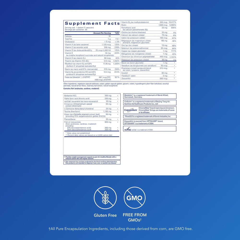 Box and daily packets ready for convenient meal-time use with Pure Encapsulations PureLean Pure Pack.