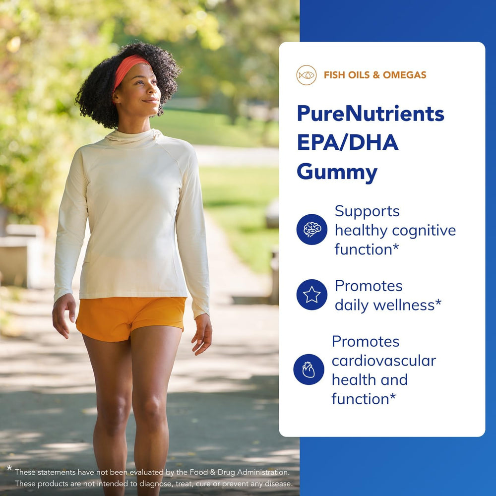 Pure Encapsulations PureNutrients EPA/DHA Gummy lemon-lime label highlighting natural flavor.