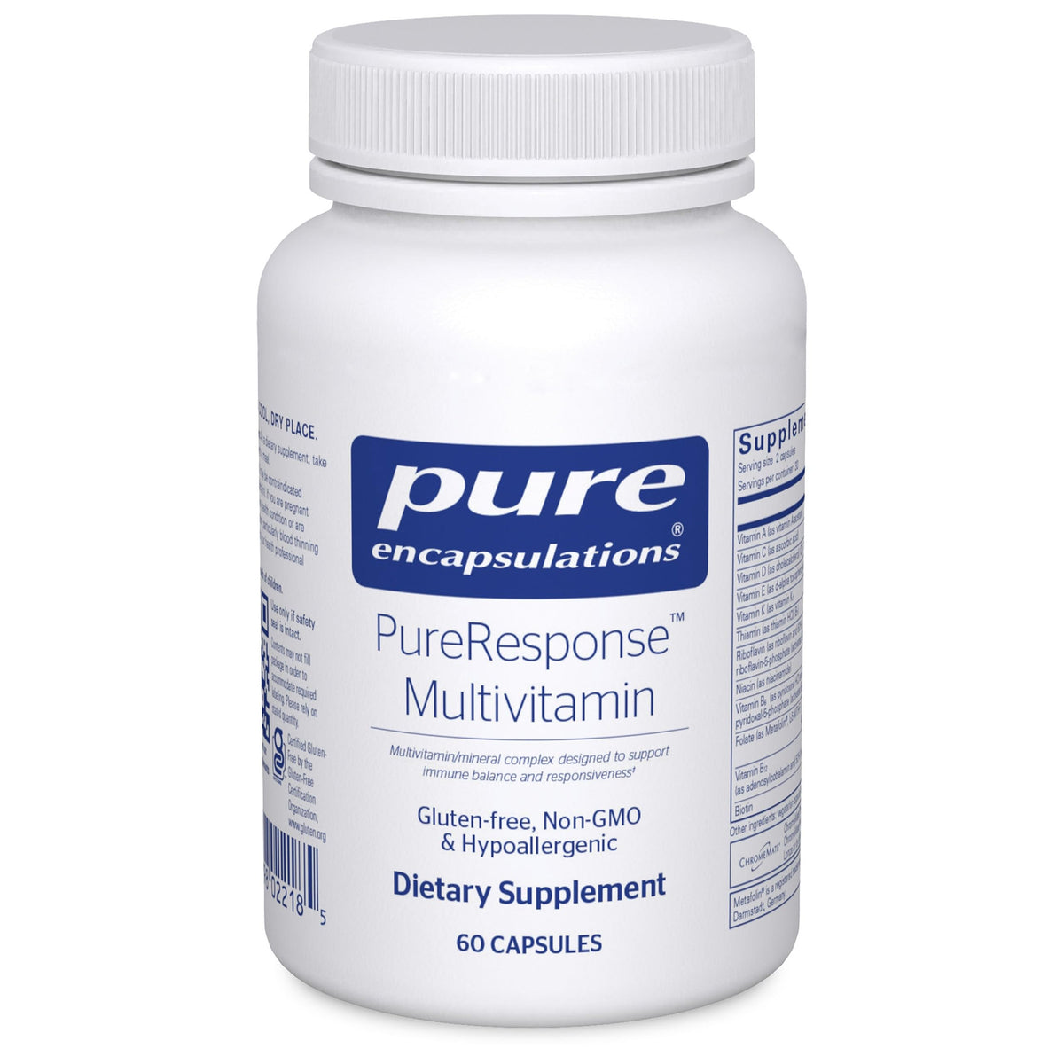 Pure Encapsulations PureResponse Multivitamin bottle front view supports daily immune balance.