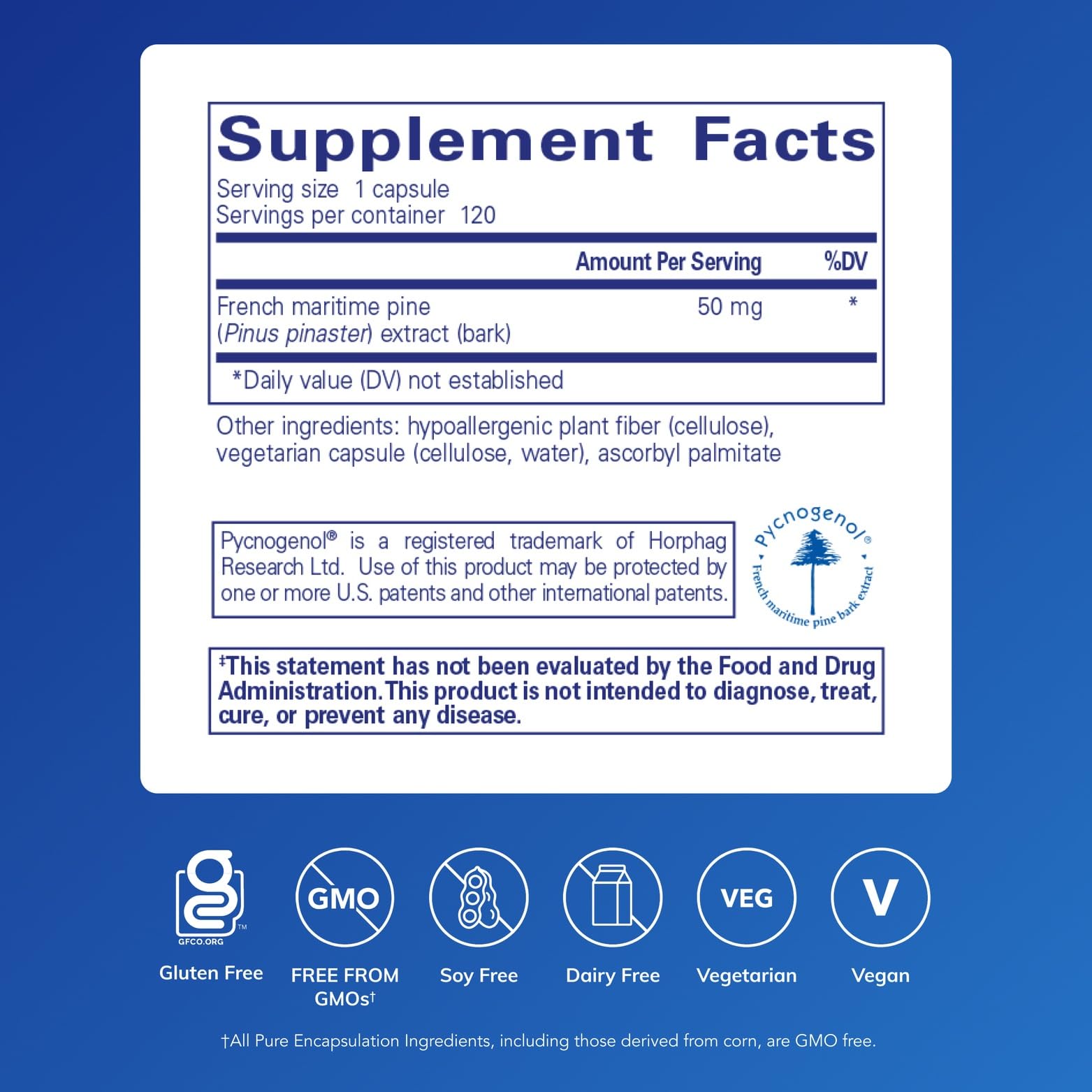 Pure Encapsulations Pycnogenol capsules – convenient daily antioxidant support.