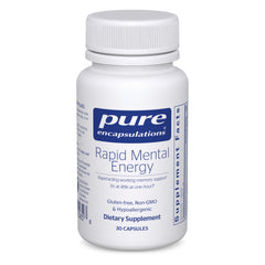 Pure Encapsulations Rapid Mental Energy bottle front for convenient brain support and daily focus.