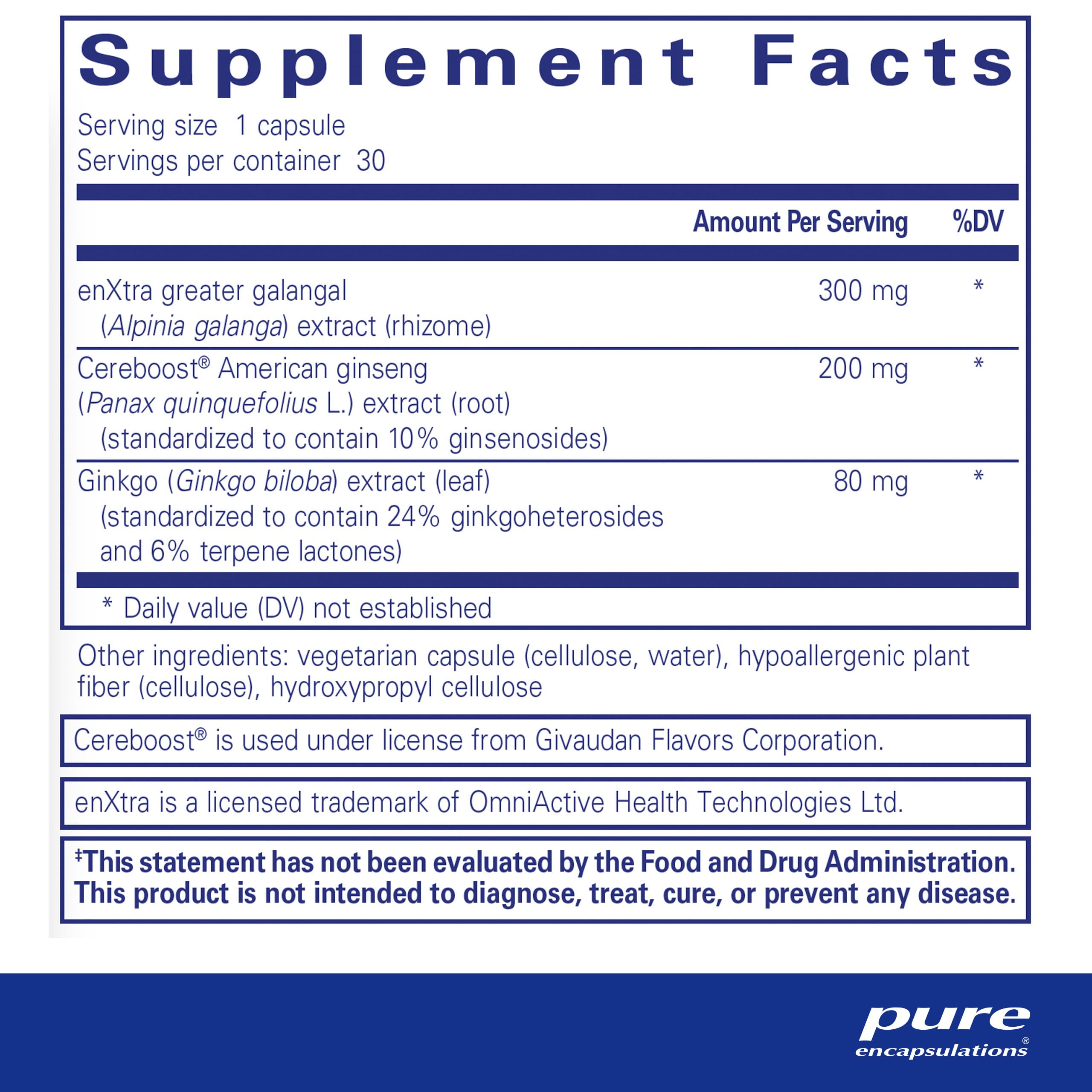 Pure Encapsulations Rapid Mental Energy capsules closeup highlighting easy-to-take vegan memory support.