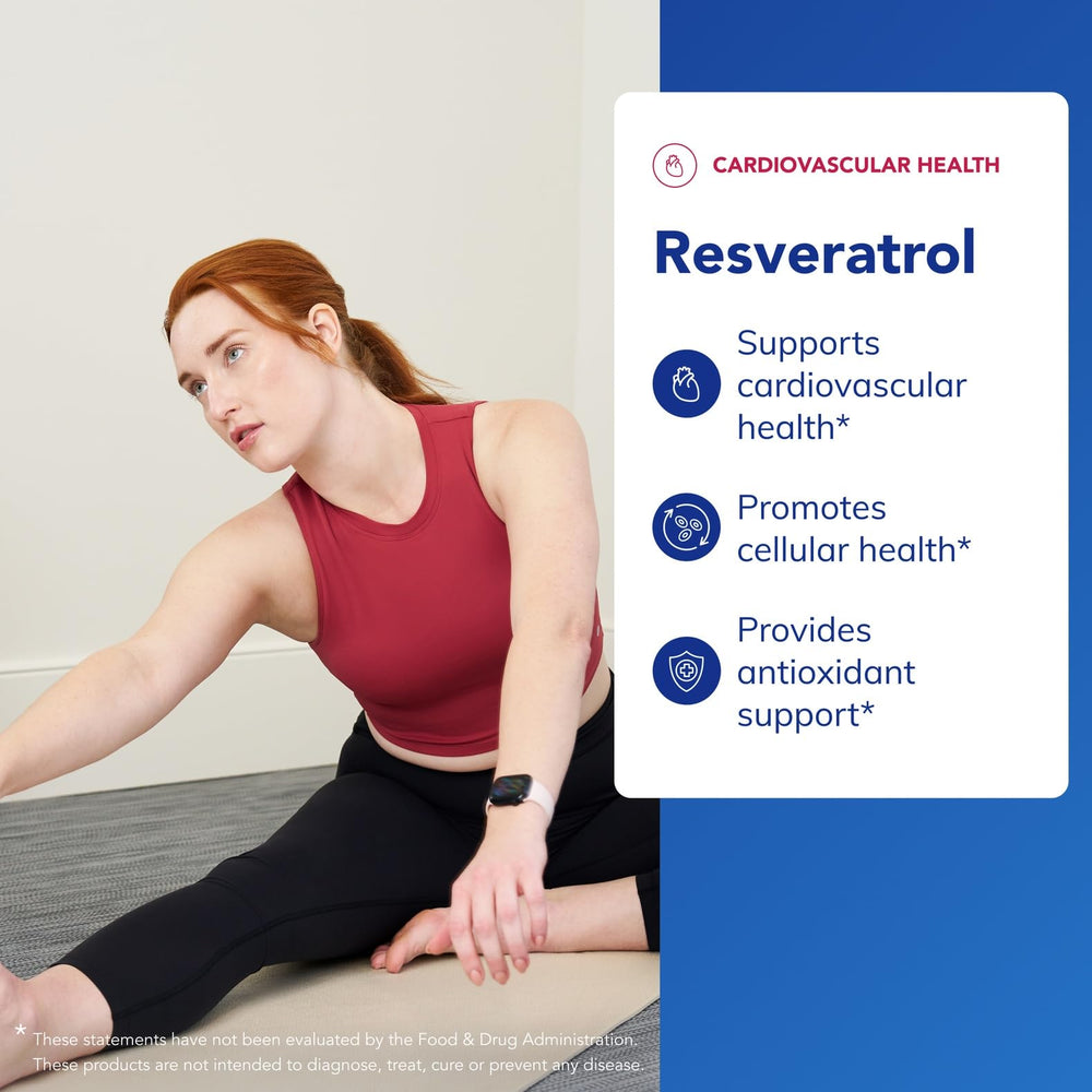 Pure Encapsulations Resveratrol bottle label detail with vegan, gluten-free, non-GMO tags.