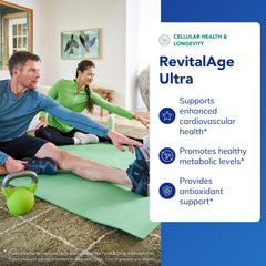 Pure Encapsulations RevitalAge Ultra 90's capsules arranged for antioxidant support.