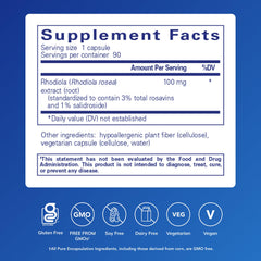 Rhodiola Rosea capsules from Pure Encapsulations, arranged for daily endurance support.