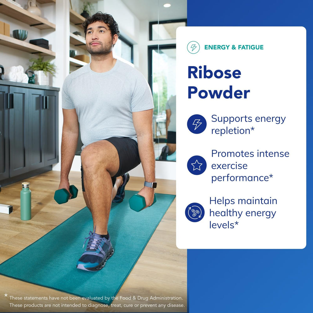 Close-up of Ribose label highlighting hypoallergenic formula and purity.