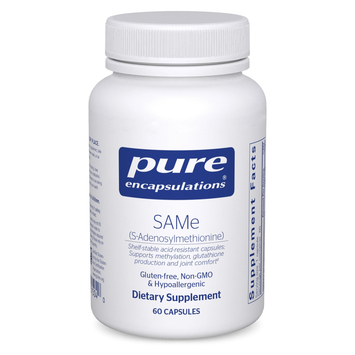 Pure Encapsulations SAMe bottle front view showing joint health support