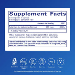 Closeup of Pure Encapsulations selenium capsules highlighting vegan, gluten-free formula.