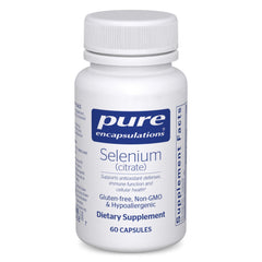 Pure Encapsulations Selenium Citrate bottle shown for daily immune and cellular support