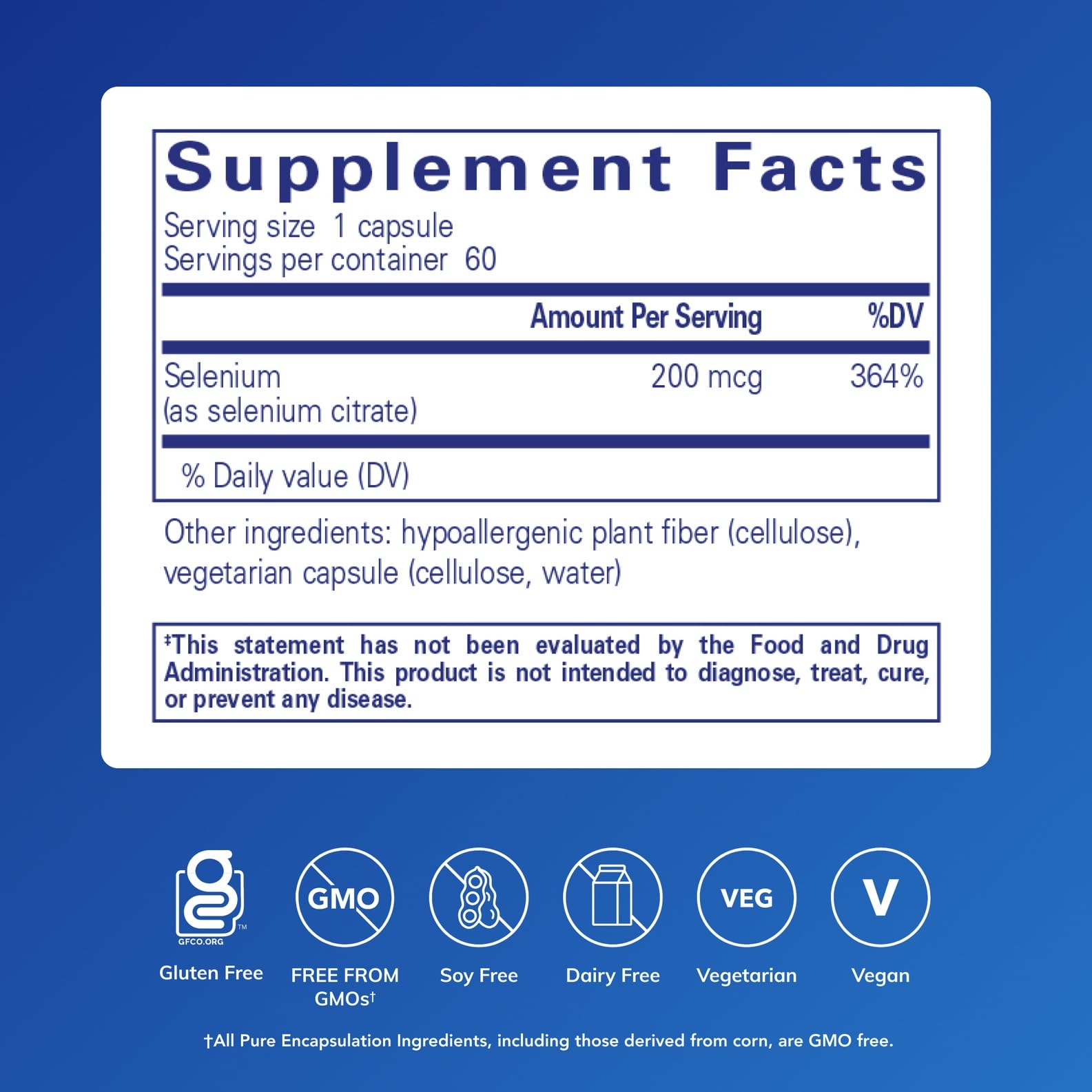 Pure Encapsulations Selenium Citrate capsules closeup for easy daily intake