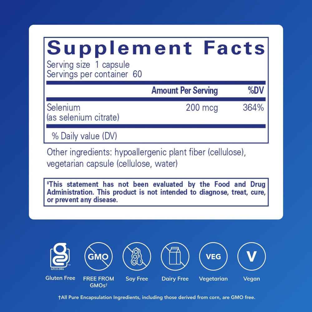 Pure Encapsulations Selenium Citrate capsules closeup for easy daily intake
