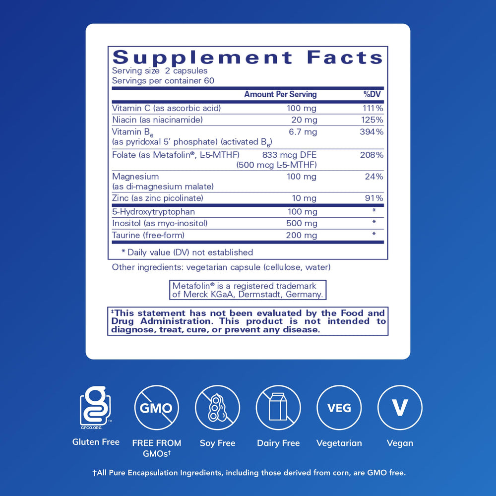 Pure Encapsulations SeroPlus capsules closeup, a convenient serotonin support option.