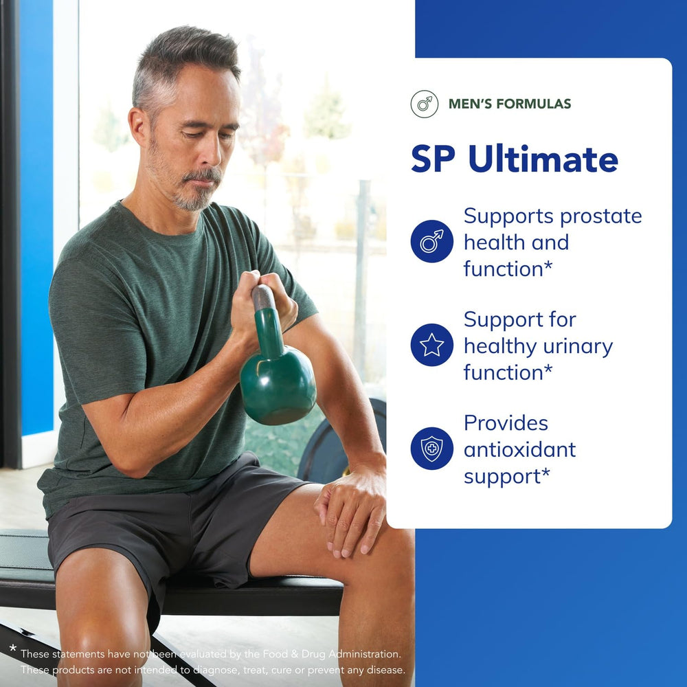 Close-up of SP Ultimate capsules suggests easy-to-swallow daily capsules.