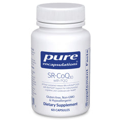 Pure Encapsulations SR-CoQ10 with PQQ bottle showing 24-hour sustained release