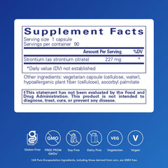 Label close-up showing allergen-free formula for bone health