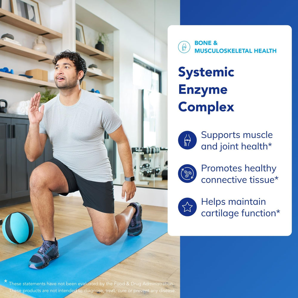 Pure Encapsulations Systemic Enzyme Complex label notes Boswellia content for joint support.