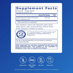 Pure Encapsulations Ubiquinol-QH bottle back explains purity and allergen-free formulation.
