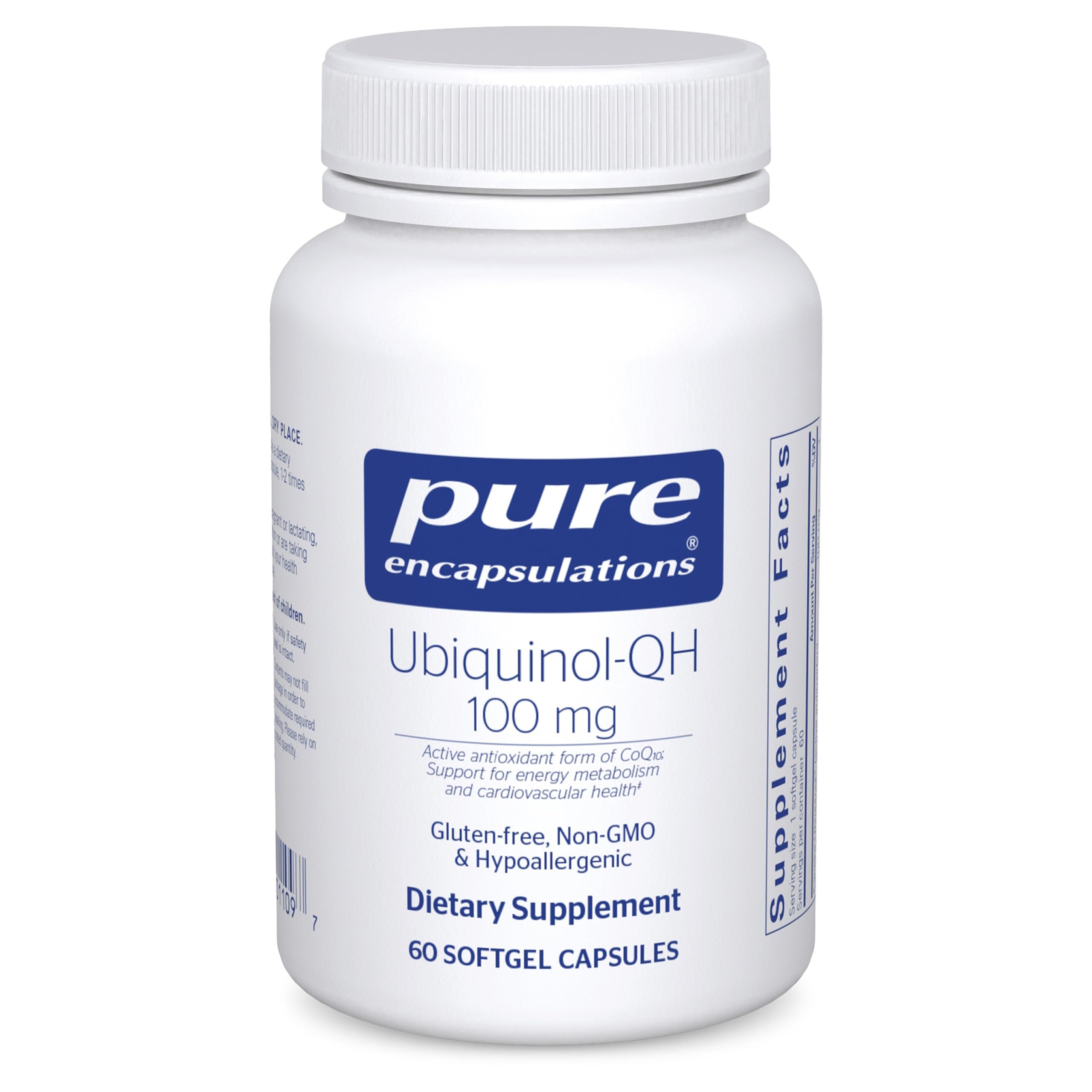 Pure Encapsulations Ubiquinol-QH bottle on shelf for daily energy support