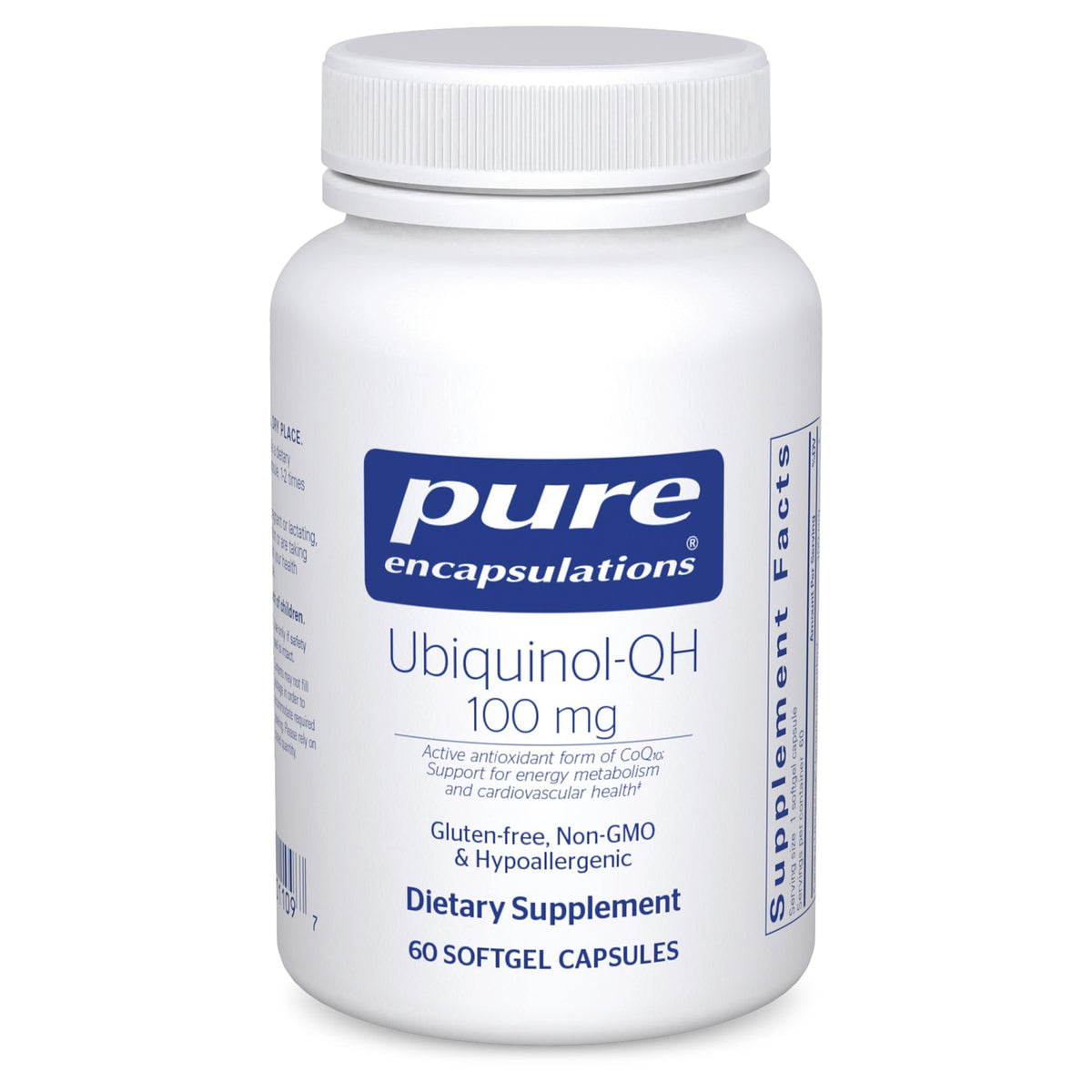 Pure Encapsulations Ubiquinol-QH bottle on shelf for daily energy support
