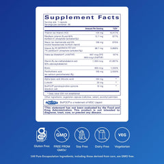 Ultra B-Complex capsules closeup highlighting supplement pills and nerve support