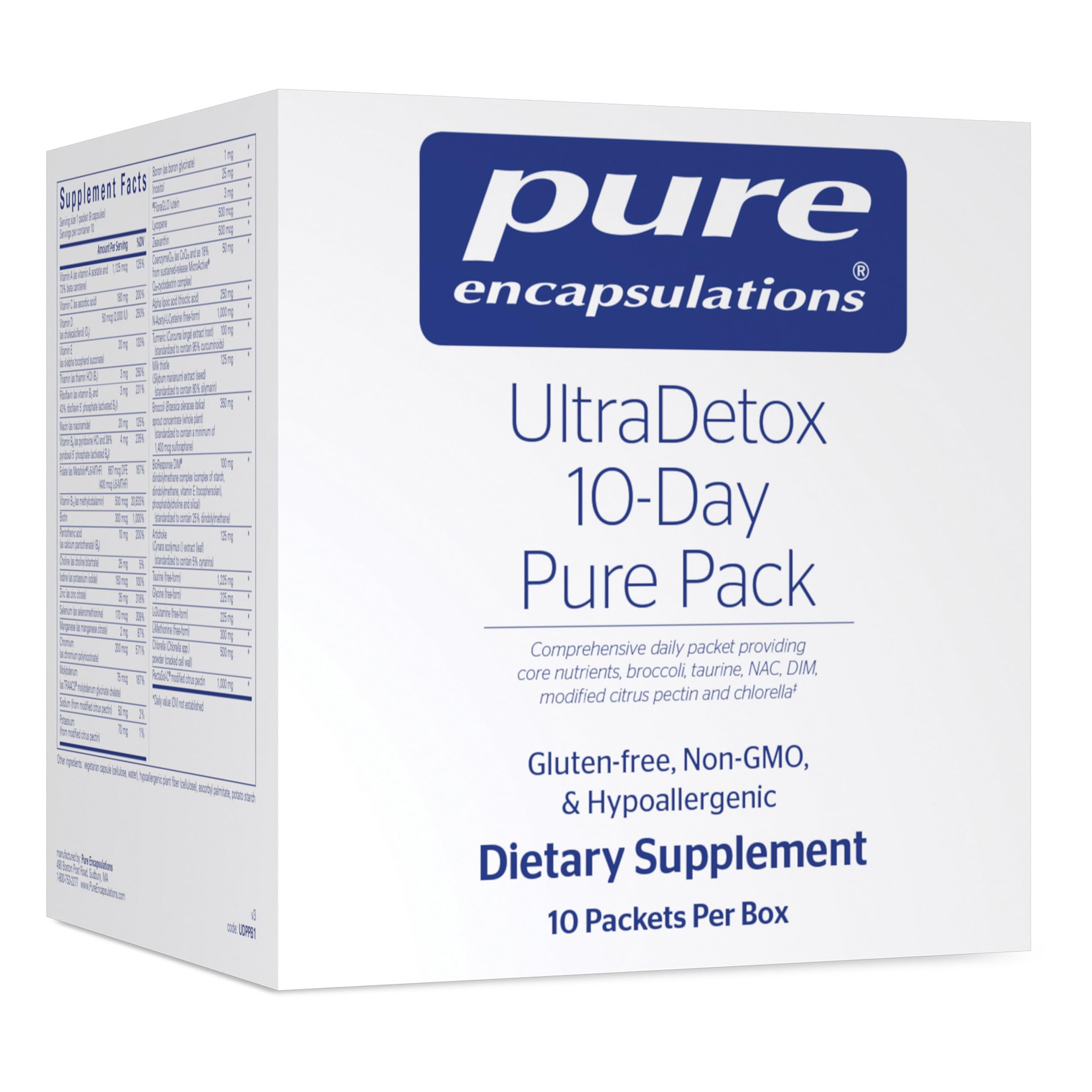 Pure Encapsulations UltraDetox 10-Day Packet shown for a simple daily routine