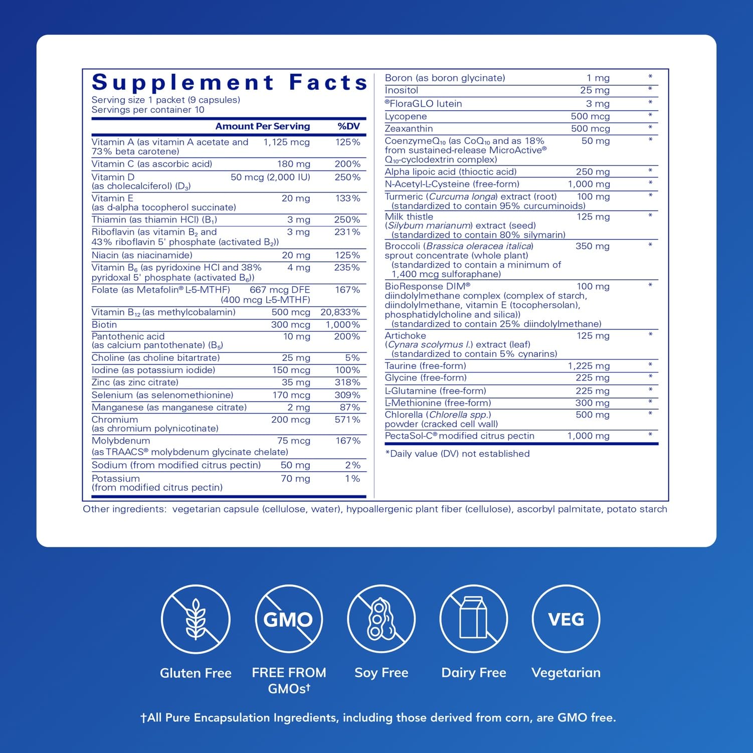 UltraDetox ingredient panel highlights broccoli, NAC, DIM and chlorella