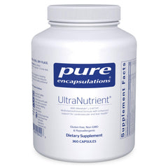 Pure Encapsulations UltraNutrient bottle front showing gluten-free multivitamin for daily liver and heart support