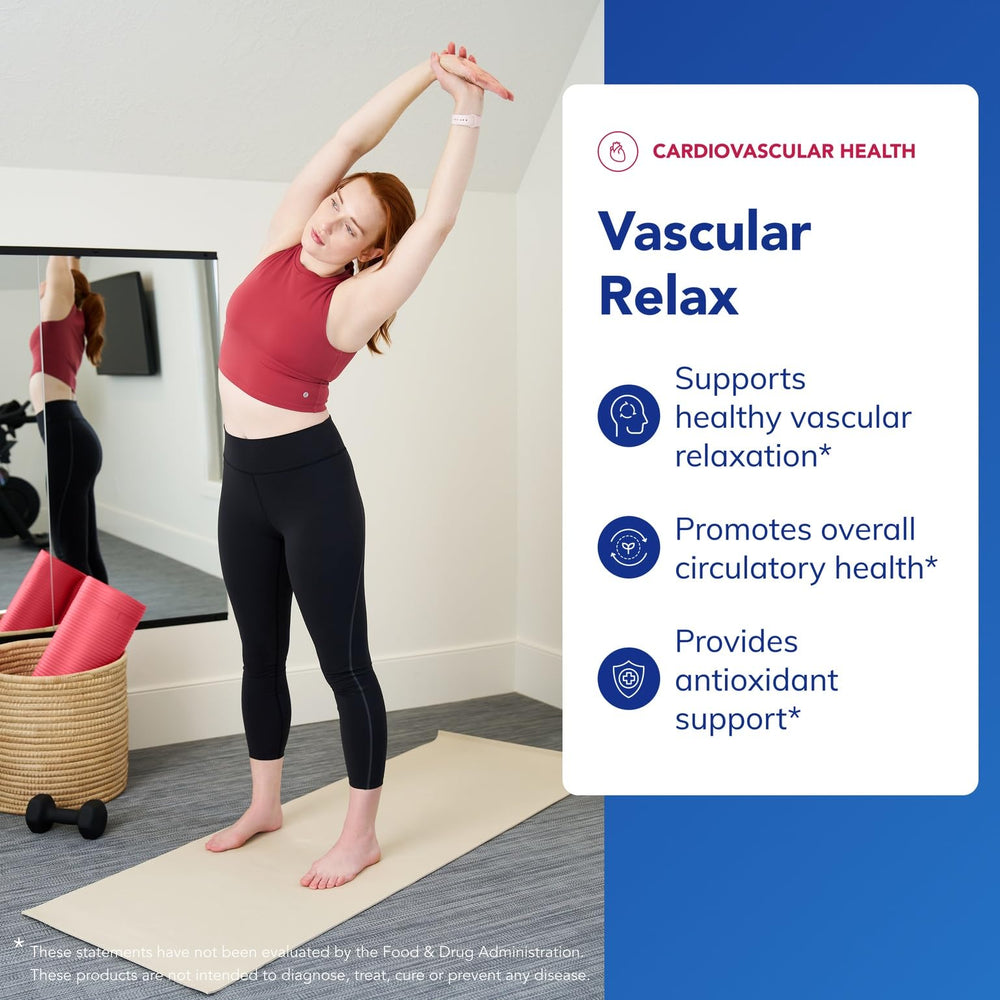 Pure Encapsulations Vascular Relax label details highlighting hypoallergenic formula.
