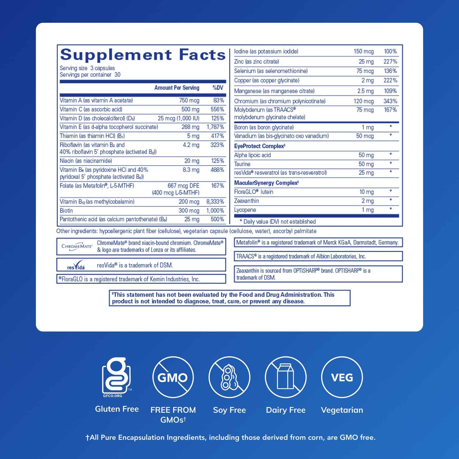 VisionPro capsules easy daily eye health supplement.