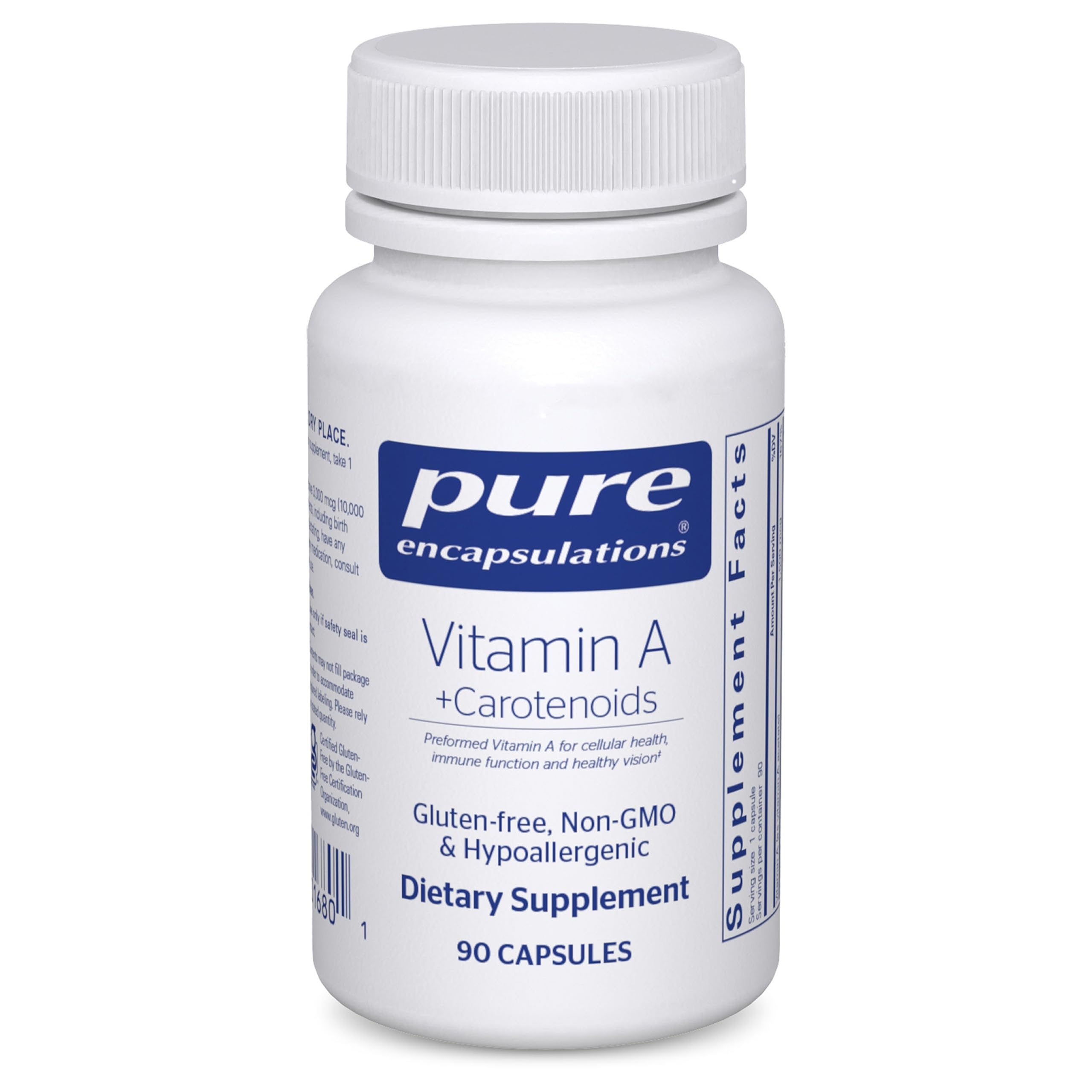 Pure Encapsulations Vitamin A plus carotenoids bottle highlighting eye health support