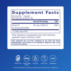 Pure Encapsulations Vitamin D3 capsules closeup highlights easy daily dosing for reliable intake