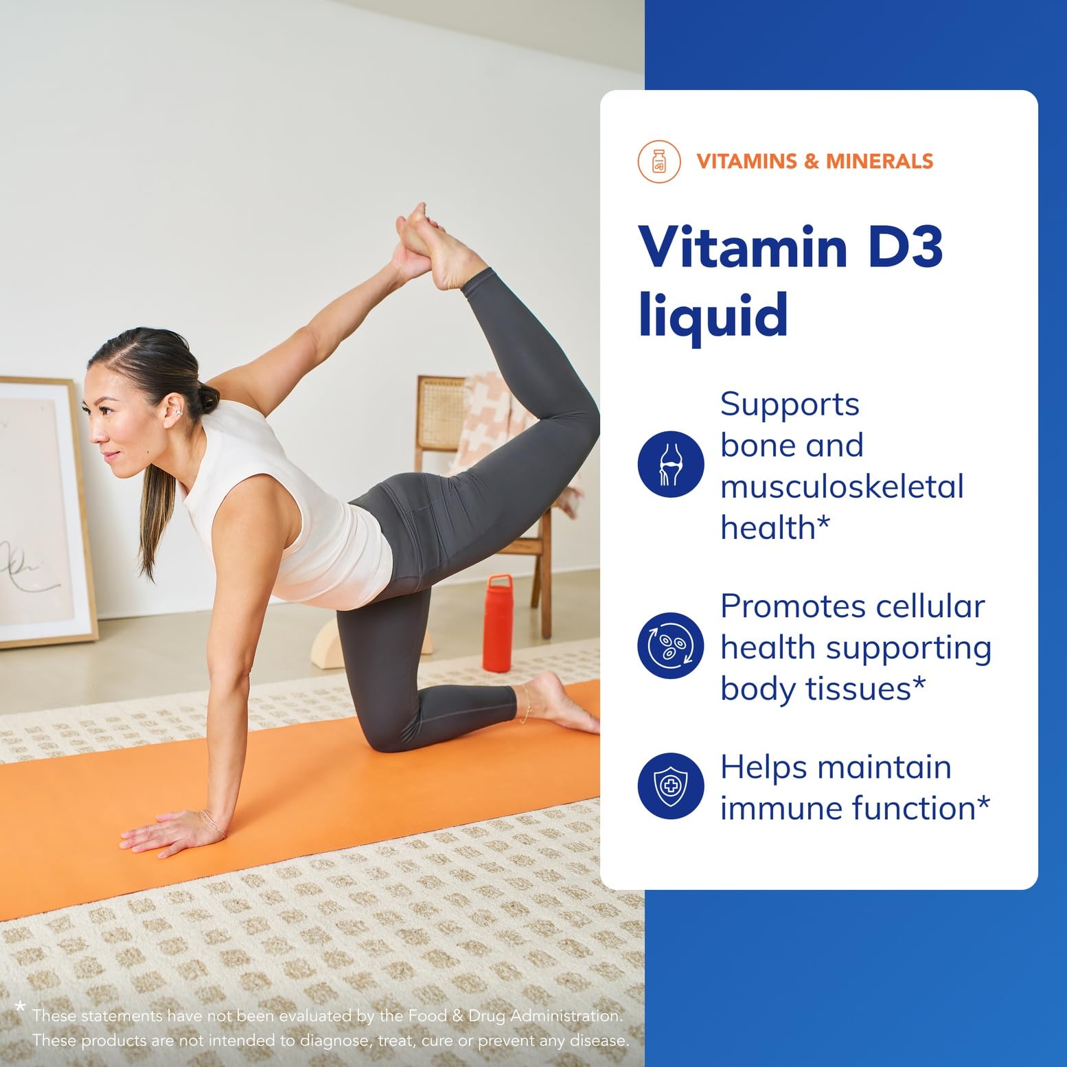 Closeup of Pure Encapsulations Vitamin D3 Liquid label showing purity and ingredients.