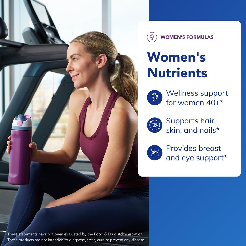 Pure Encapsulations Women's Nutrients 40+ label design, highlights Metafolin L-5-MTHF.