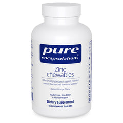 Pure Encapsulations Zinc Chewables orange bottle supports daily immune health.