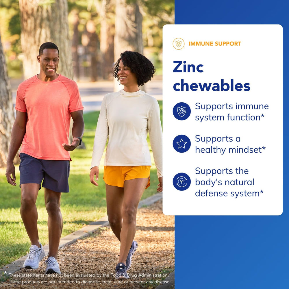 Label emphasizes purity and high-quality ingredients in zinc chews.