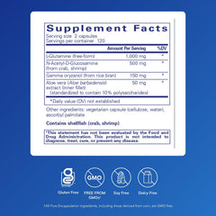 Close-up of G.I. Integrity label showing allergen-free formulation.