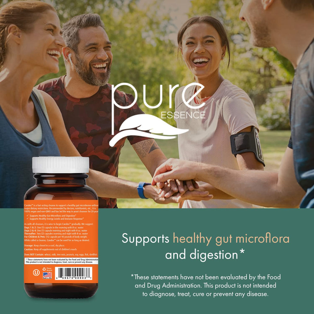 Pure Essence Candex capsules in hand emphasize ease of use between meals