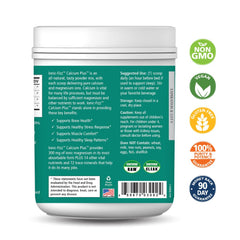 Pure Essence Labs Ionic Fizz Calcium Plus ingredients panel showing calcium-magnesium cofactors for mineral balance.