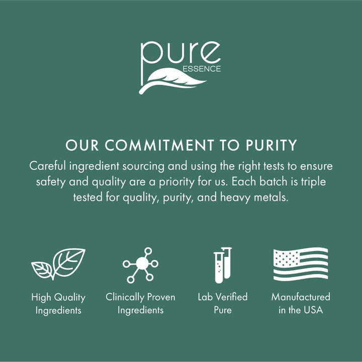 Pure Essence Labs MyPure Reishi product brochure beside capsules communicates trusted quality and efficacy