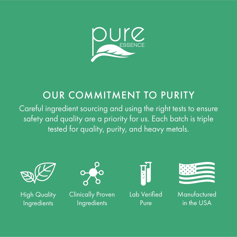 Pure Essence Labs Transitions bottle beside a glass of water during a calm morning routine.