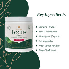 PURE Focus + Energy Drink Mix berry flavor pack shot, refreshing taste.