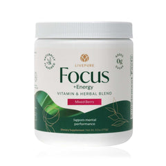 PURE Focus + Energy Drink Mix front view, convenient energy boost on the go.