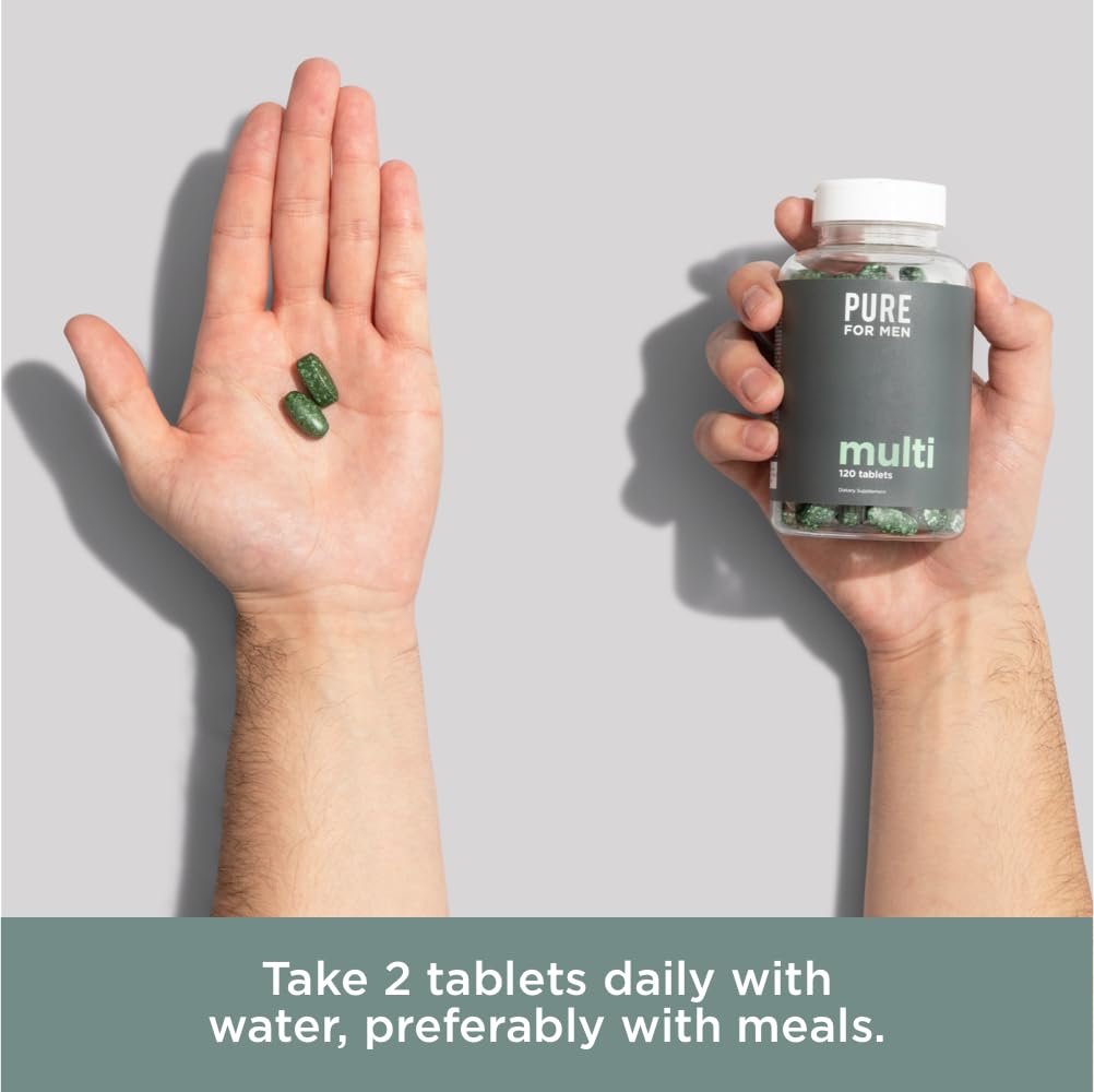 Pure for Men nutrition facts panel highlighting vitamins and minerals