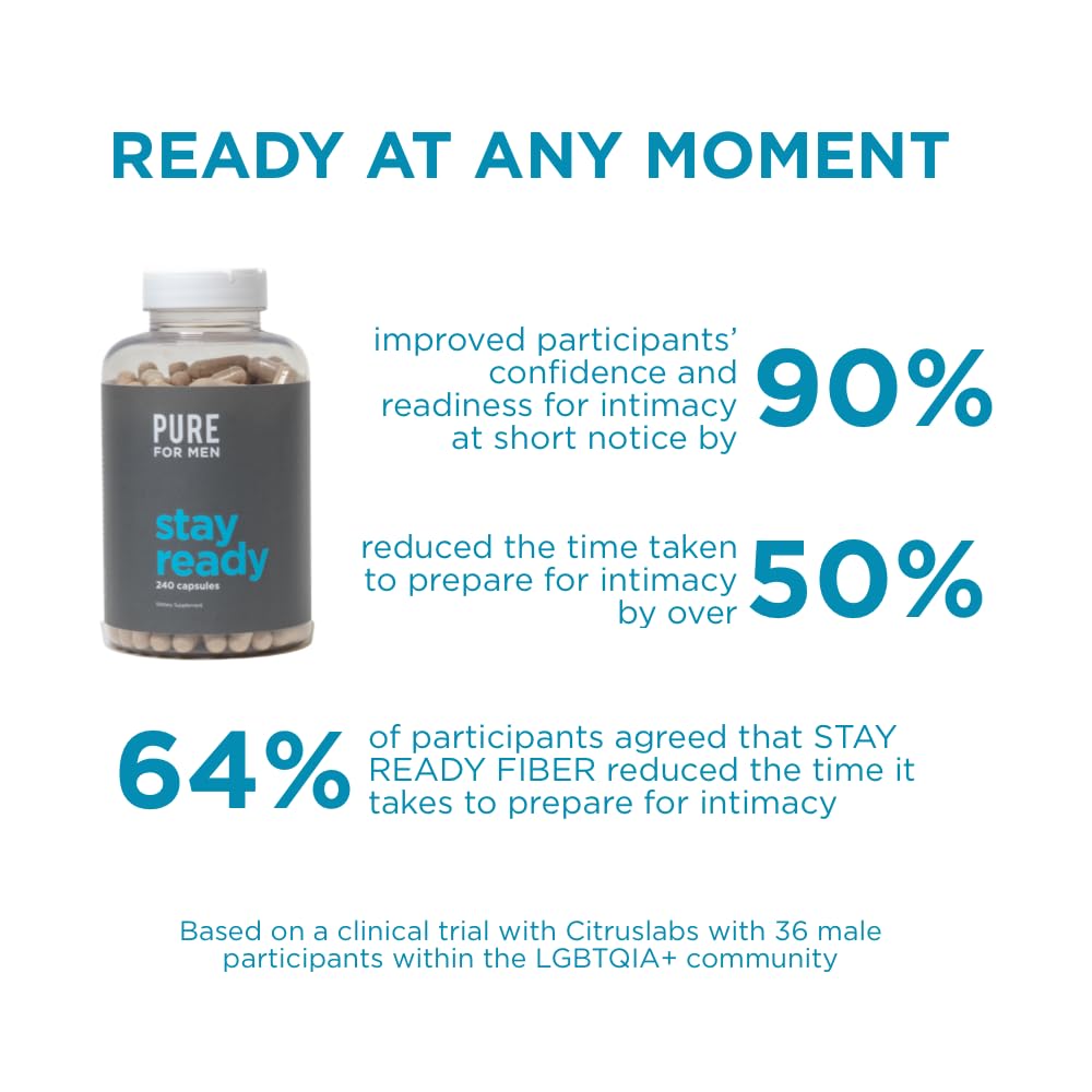Pure for Men Stay Ready Fiber box on shelf indicates convenient daily fiber routine.