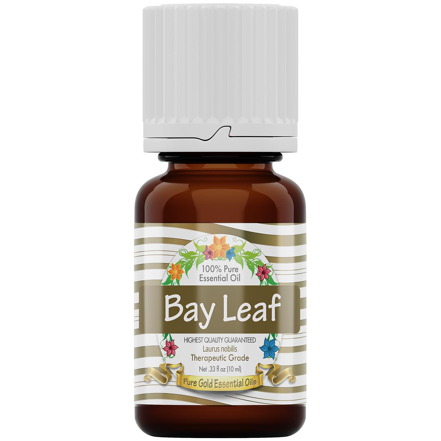 Pure Gold Bay Leaf Essential Oil bottle with dropper for precise dispensing