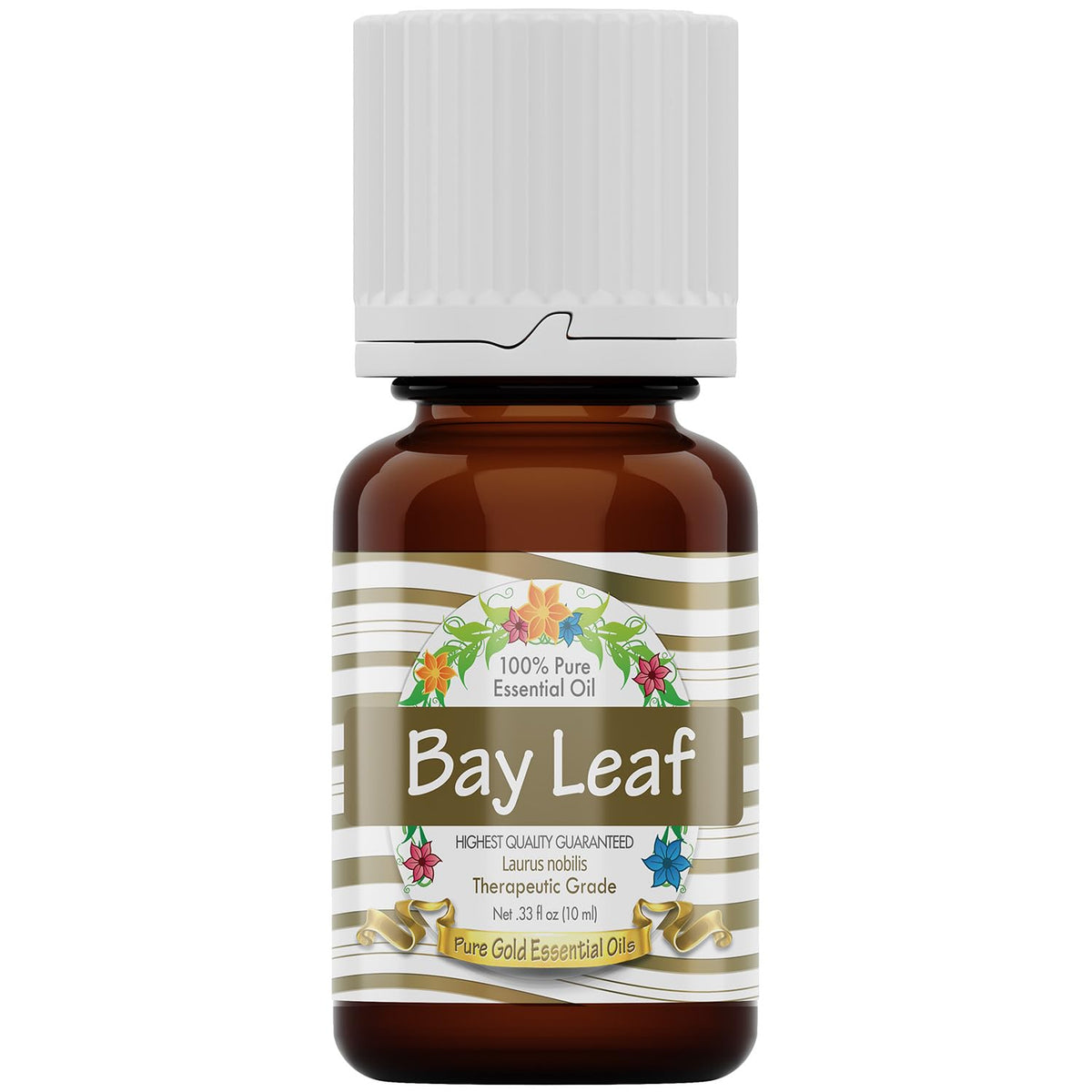 Pure Gold Bay Leaf Essential Oil bottle with dropper for precise dispensing