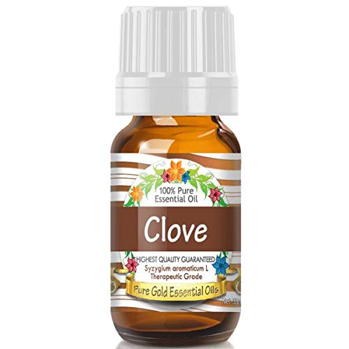 Pure Gold Clove Essential Oil bottle; soothing aroma for cozy fall ambiance in diffuser or diffuser blend