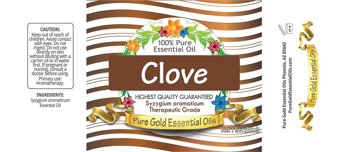 Pure Gold Clove Essential Oil: amber bottle pour enables easy DIY skin care blends.