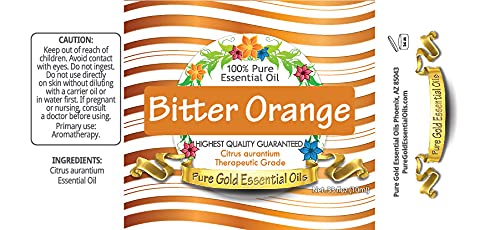 Pure Gold Essential Oils Bitter Orange diffuser-use bottle shown for fall scent blending