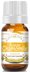 Pure Gold Roman Chamomile Oil bottle for a calming evening atmosphere.